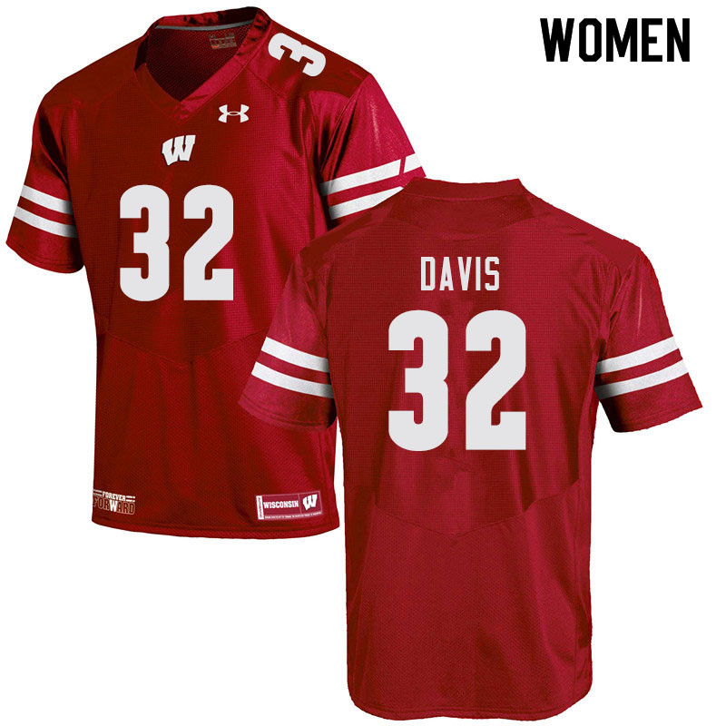 Women #32 Julius Davis Wisconsin Badgers College Football Jerseys Sale-Red